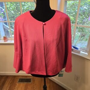 Danny And Nicole Open Front Blazer Bell Sleeve‎ Textured Knit Pink Plus Size 18W